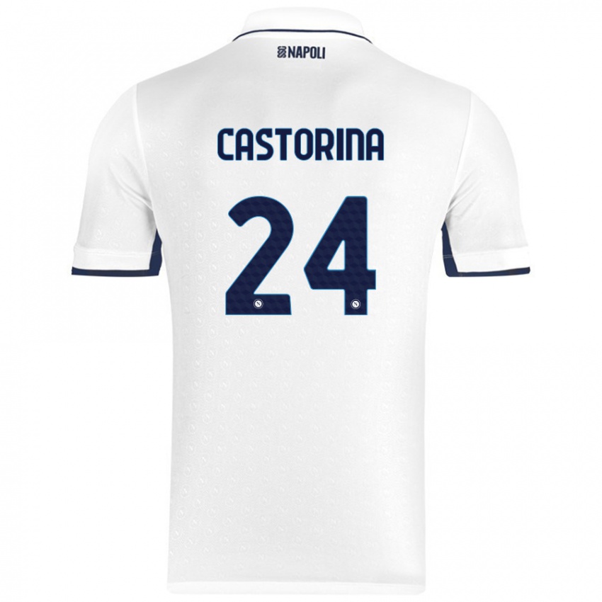 Kinder Alessandro Castorina #24 Weiß Königsblau Auswärtstrikot Trikot 2024/25 T-Shirt Österreich