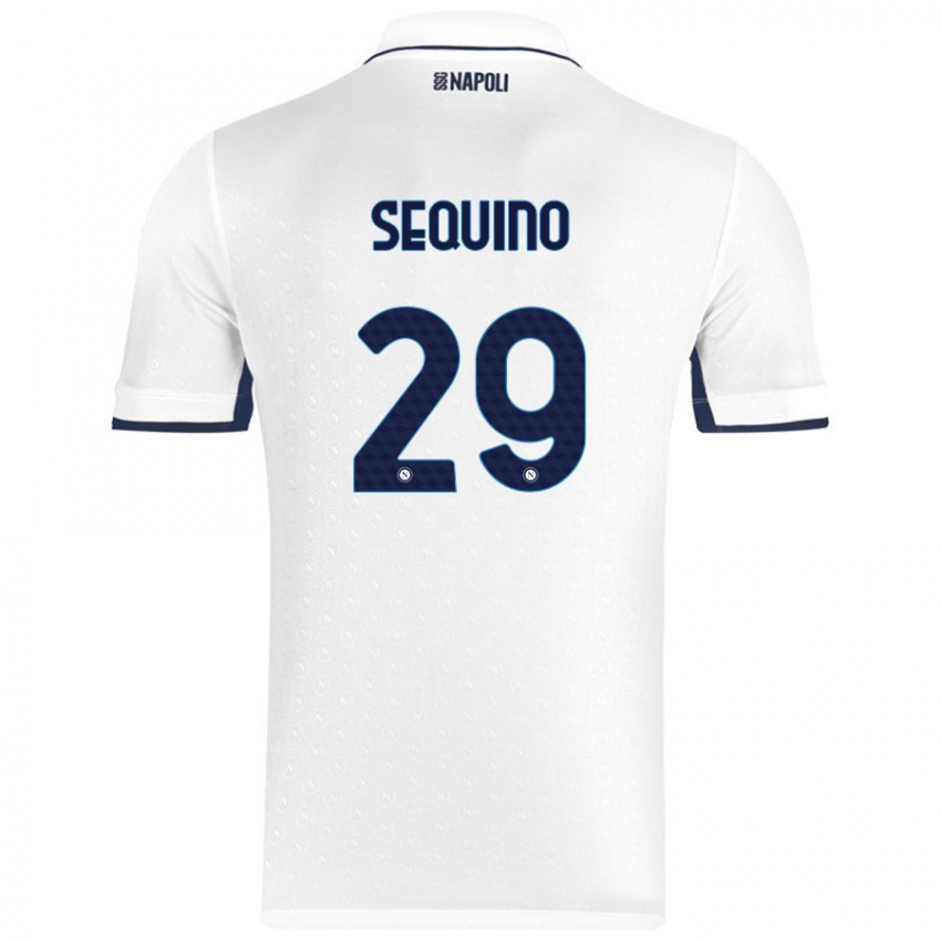 Kinder Giovanni Sequino #29 Weiß Königsblau Auswärtstrikot Trikot 2024/25 T-Shirt Österreich