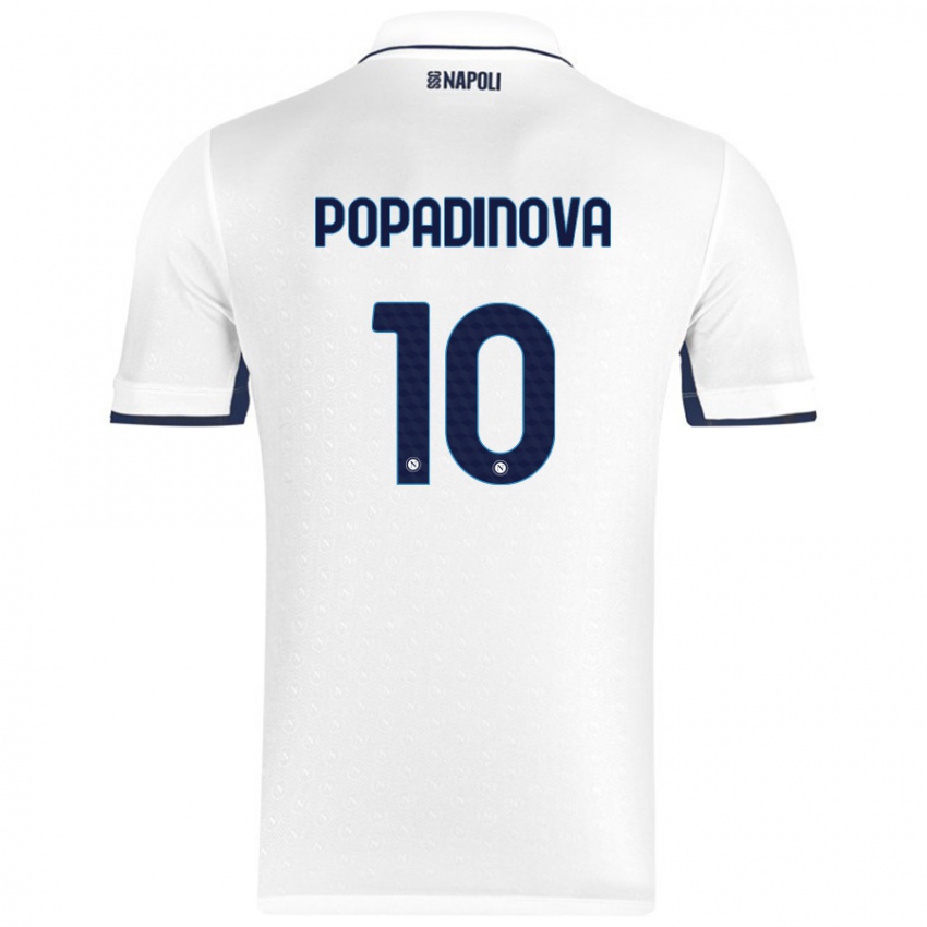 Kinder Evdokiya Popadinova #10 Weiß Königsblau Auswärtstrikot Trikot 2024/25 T-Shirt Österreich