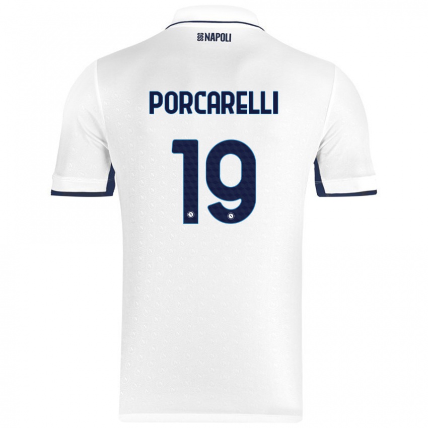 Kinder Maddelena Porcarelli #19 Weiß Königsblau Auswärtstrikot Trikot 2024/25 T-Shirt Österreich