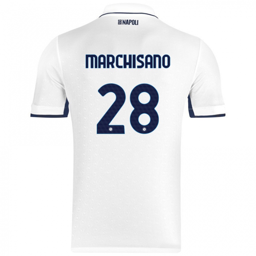 Kinder Matteo Marchisano #28 Weiß Königsblau Auswärtstrikot Trikot 2024/25 T-Shirt Österreich