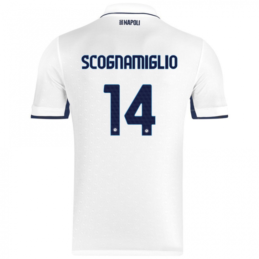 Kinder Fabio Scognamiglio #14 Weiß Königsblau Auswärtstrikot Trikot 2024/25 T-Shirt Österreich