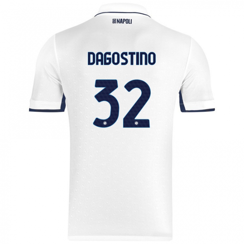 Kinder Giuseppe Dagostino #32 Weiß Königsblau Auswärtstrikot Trikot 2024/25 T-Shirt Österreich