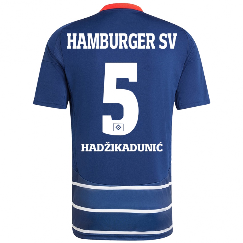 Kinder Dennis Hadzikadunic #5 Dunkelblau Auswärtstrikot Trikot 2024/25 T-Shirt Österreich