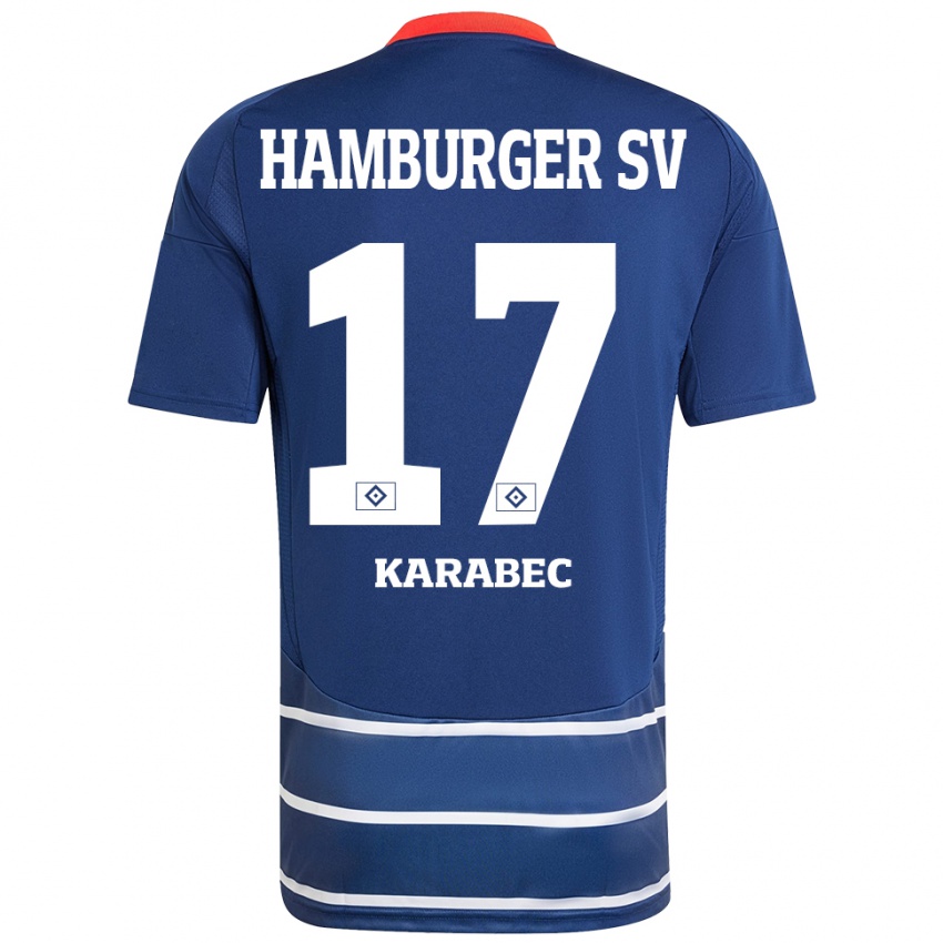 Kinder Adam Karabec #17 Dunkelblau Auswärtstrikot Trikot 2024/25 T-Shirt Österreich