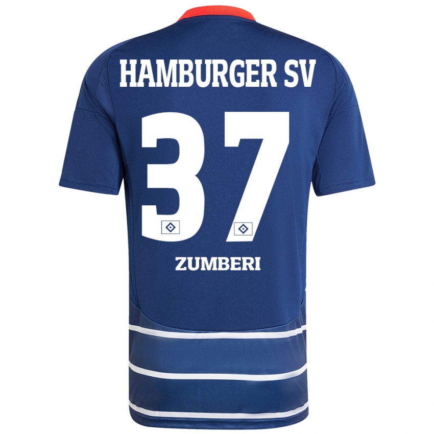 Kinder Valon Zumberi #37 Dunkelblau Auswärtstrikot Trikot 2024/25 T-Shirt Österreich