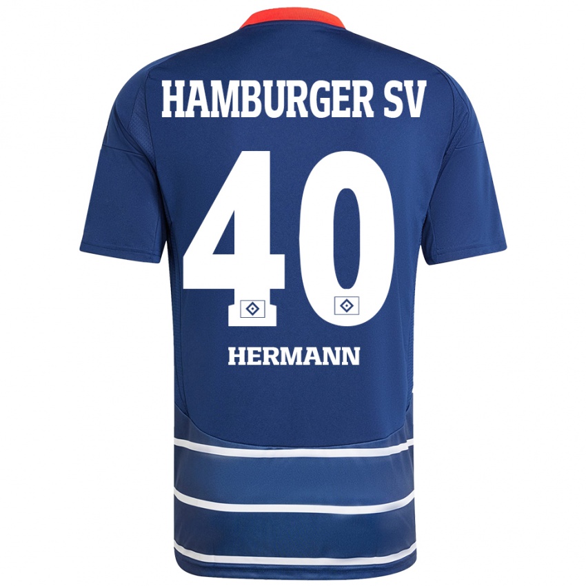 Kinder Hannes Hermann #40 Dunkelblau Auswärtstrikot Trikot 2024/25 T-Shirt Österreich