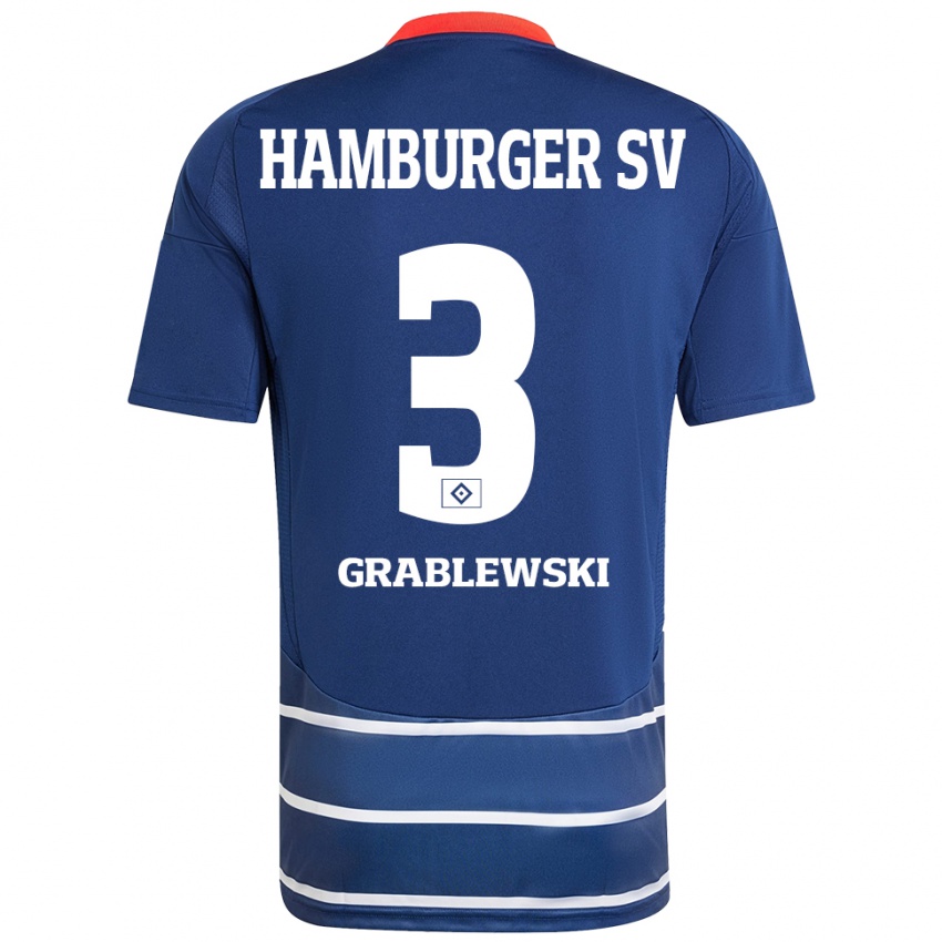 Kinder Max Grablewski #3 Dunkelblau Auswärtstrikot Trikot 2024/25 T-Shirt Österreich