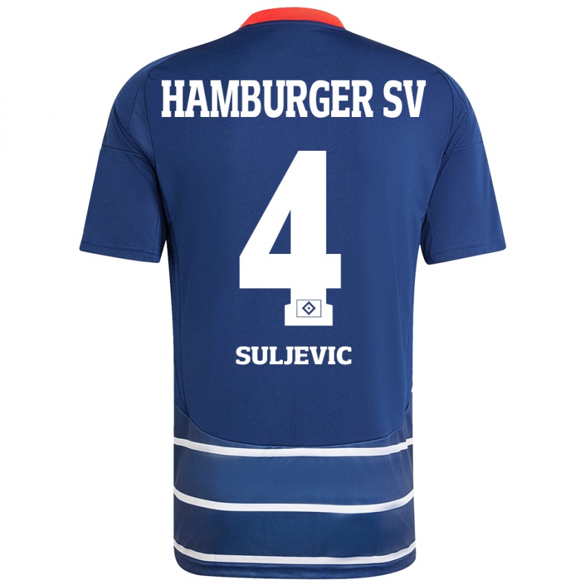 Kinder Almin Suljevic #4 Dunkelblau Auswärtstrikot Trikot 2024/25 T-Shirt Österreich