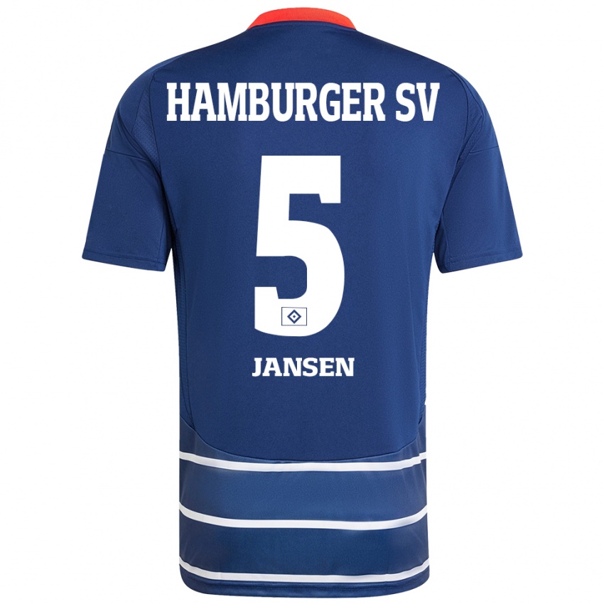 Kinder Marcell Jansen #5 Dunkelblau Auswärtstrikot Trikot 2024/25 T-Shirt Österreich