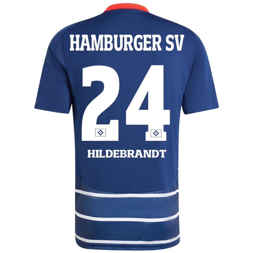 Kinder Tjark Hildebrandt #24 Dunkelblau Auswärtstrikot Trikot 2024/25 T-Shirt Österreich