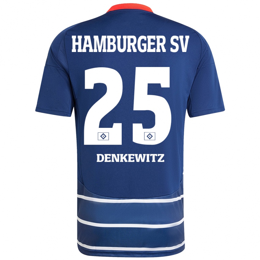 Kinder Nick Denkewitz #25 Dunkelblau Auswärtstrikot Trikot 2024/25 T-Shirt Österreich