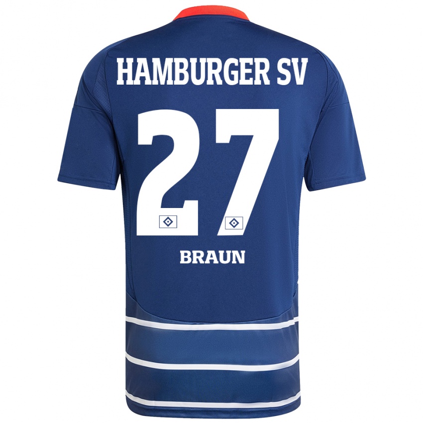 Kinder Elias Braun #27 Dunkelblau Auswärtstrikot Trikot 2024/25 T-Shirt Österreich