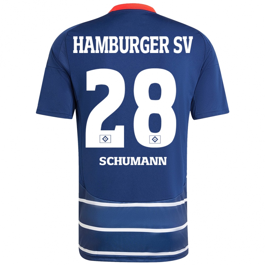 Kinder Henri Maximilian Schümann #28 Dunkelblau Auswärtstrikot Trikot 2024/25 T-Shirt Österreich