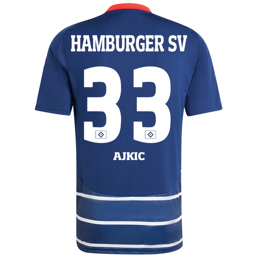 Kinder Selim Ajkic #33 Dunkelblau Auswärtstrikot Trikot 2024/25 T-Shirt Österreich