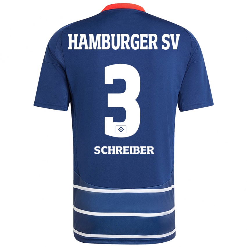 Kinder David Schreiber #3 Dunkelblau Auswärtstrikot Trikot 2024/25 T-Shirt Österreich