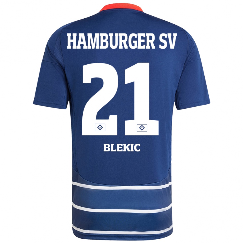 Kinder Romeo Blekic #21 Dunkelblau Auswärtstrikot Trikot 2024/25 T-Shirt Österreich