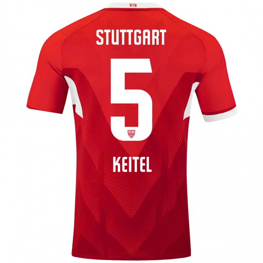 Kinder Yannik Keitel #5 Rot Weiß Auswärtstrikot Trikot 2024/25 T-Shirt Österreich