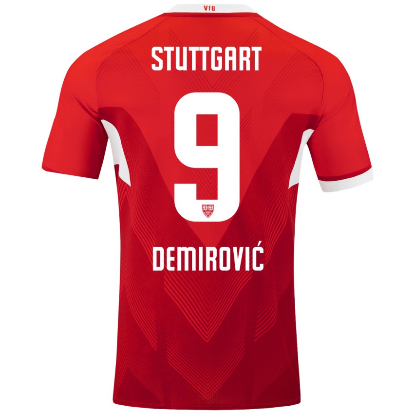 Kinder Ermedin Demirovic #9 Rot Weiß Auswärtstrikot Trikot 2024/25 T-Shirt Österreich