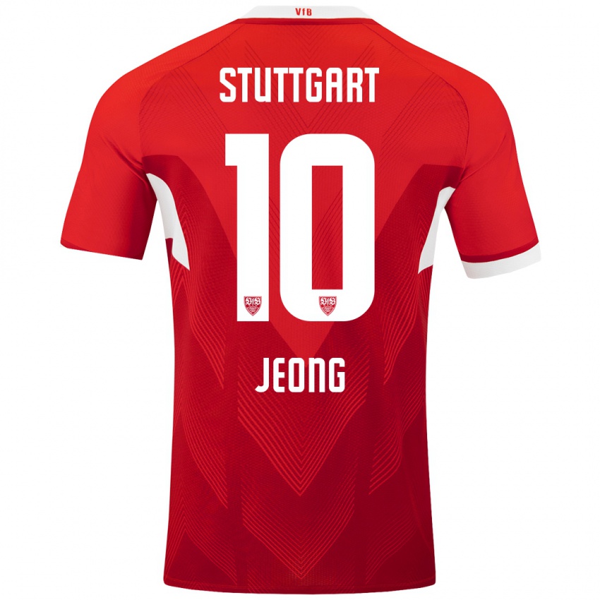 Kinder Woo-Yeong Jeong #10 Rot Weiß Auswärtstrikot Trikot 2024/25 T-Shirt Österreich