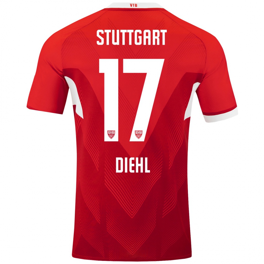 Kinder Justin Diehl #17 Rot Weiß Auswärtstrikot Trikot 2024/25 T-Shirt Österreich