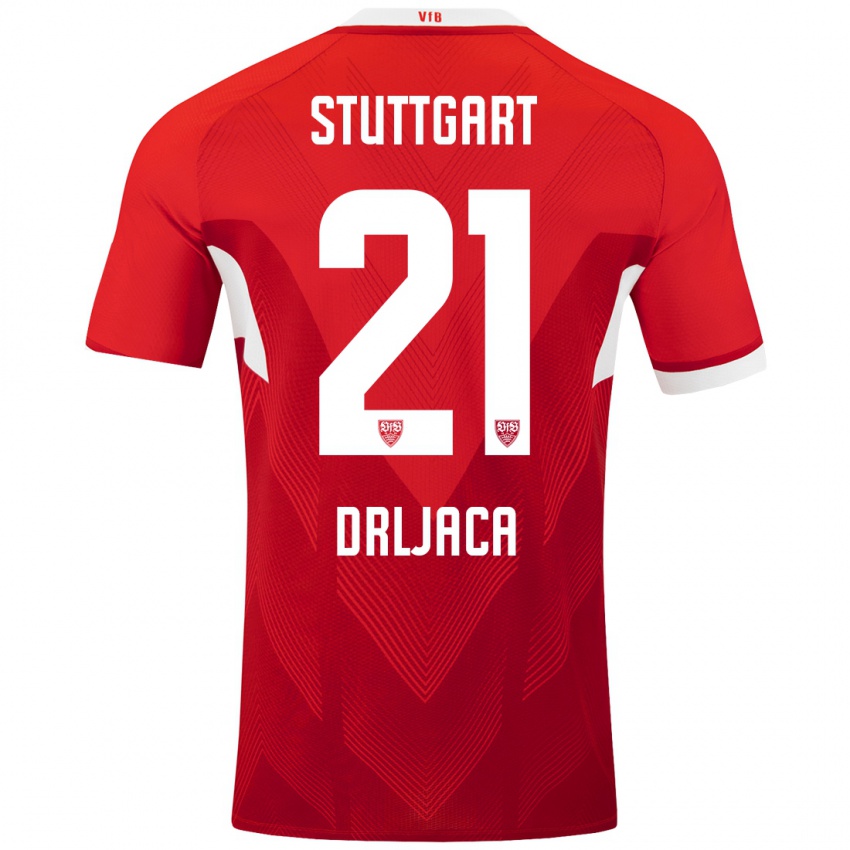 Kinder Stefan Drljaca #21 Rot Weiß Auswärtstrikot Trikot 2024/25 T-Shirt Österreich