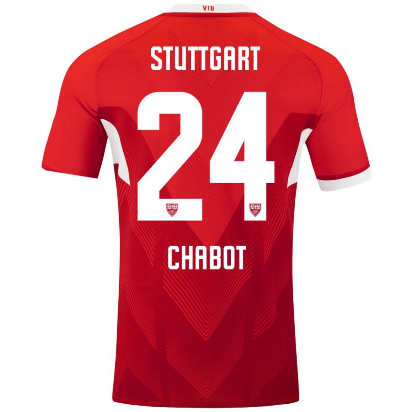 Kinder Jeff Chabot #24 Rot Weiß Auswärtstrikot Trikot 2024/25 T-Shirt Österreich