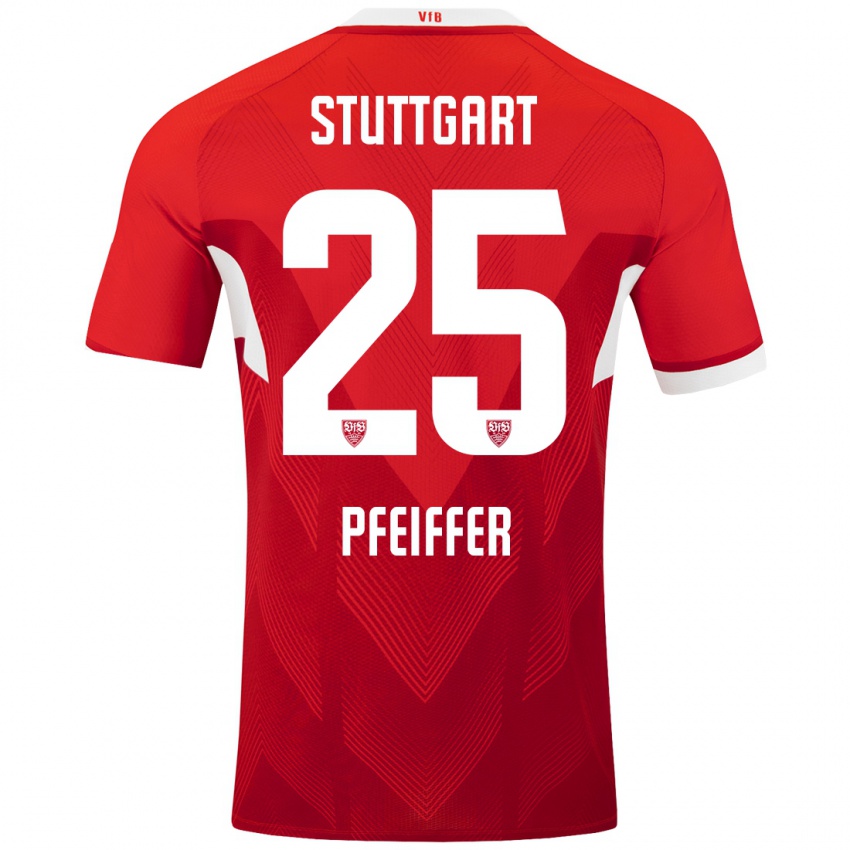 Kinder Luca Pfeiffer #25 Rot Weiß Auswärtstrikot Trikot 2024/25 T-Shirt Österreich