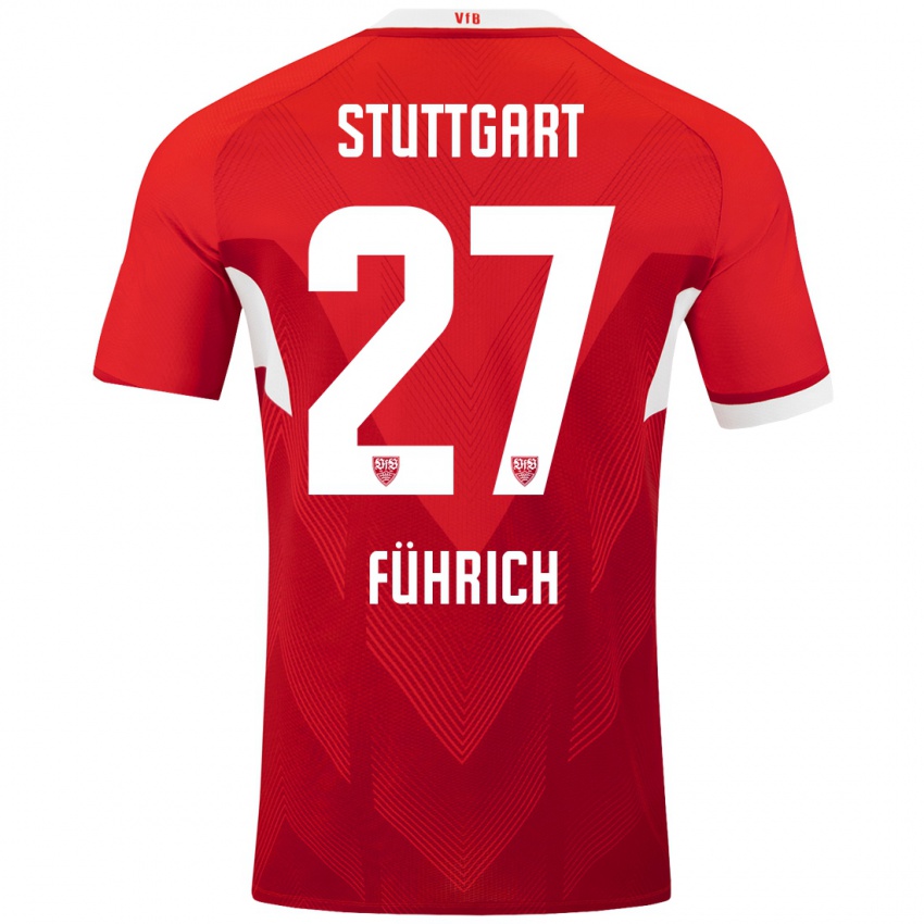 Kinder Chris Führich #27 Rot Weiß Auswärtstrikot Trikot 2024/25 T-Shirt Österreich