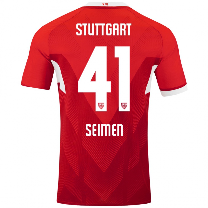 Kinder Dennis Seimen #41 Rot Weiß Auswärtstrikot Trikot 2024/25 T-Shirt Österreich