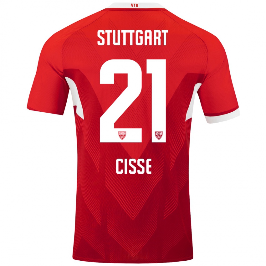 Kinder Moussa Cissé #21 Rot Weiß Auswärtstrikot Trikot 2024/25 T-Shirt Österreich