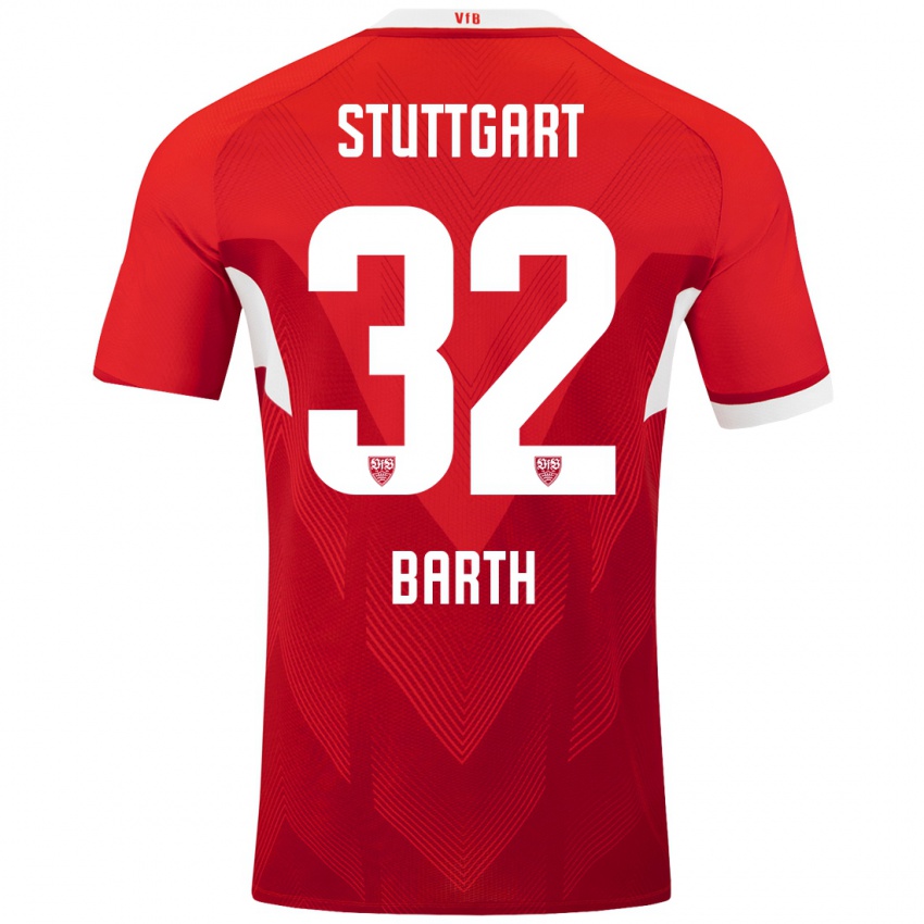 Kinder Tom Barth #32 Rot Weiß Auswärtstrikot Trikot 2024/25 T-Shirt Österreich