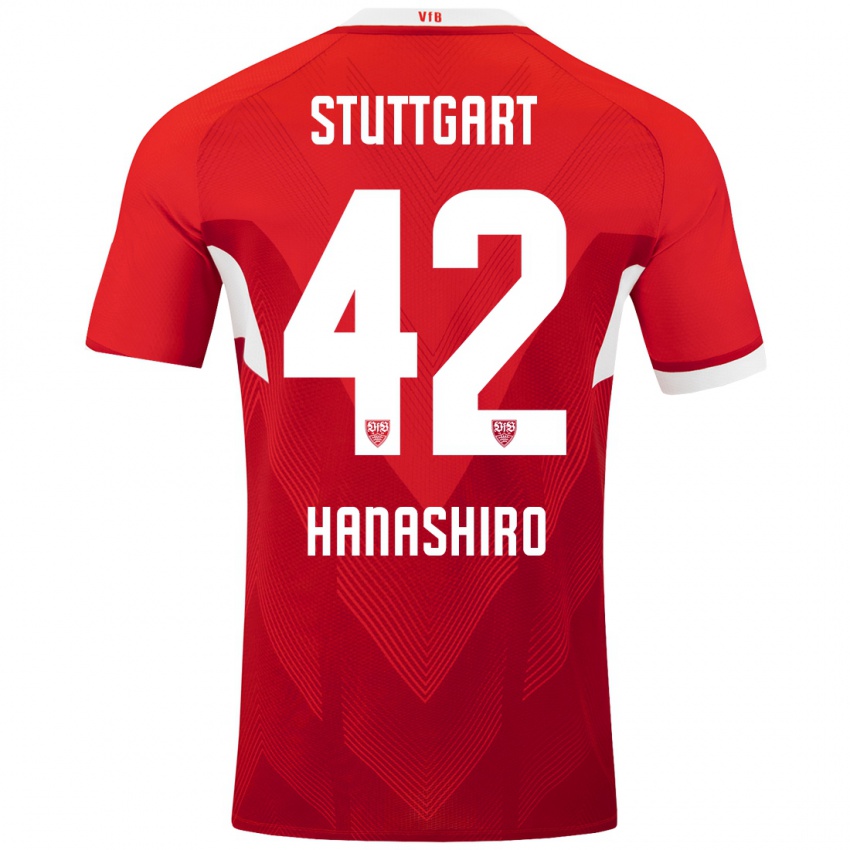 Kinder Rinto Hanashiro #42 Rot Weiß Auswärtstrikot Trikot 2024/25 T-Shirt Österreich