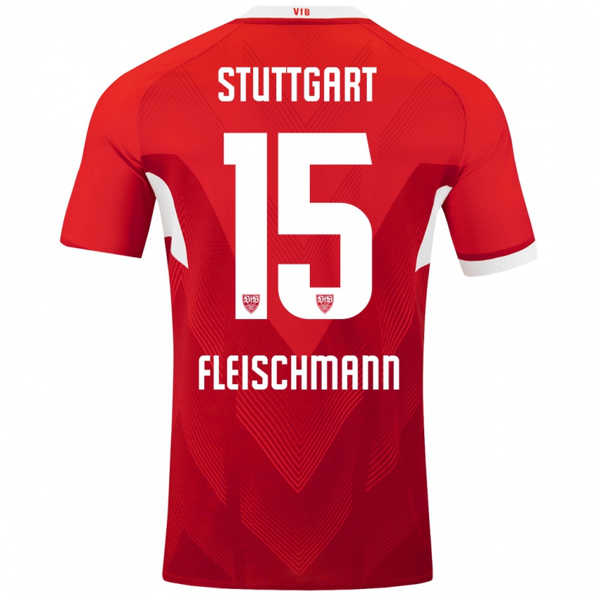 Kinder Svea Fleischmann #15 Rot Weiß Auswärtstrikot Trikot 2024/25 T-Shirt Österreich