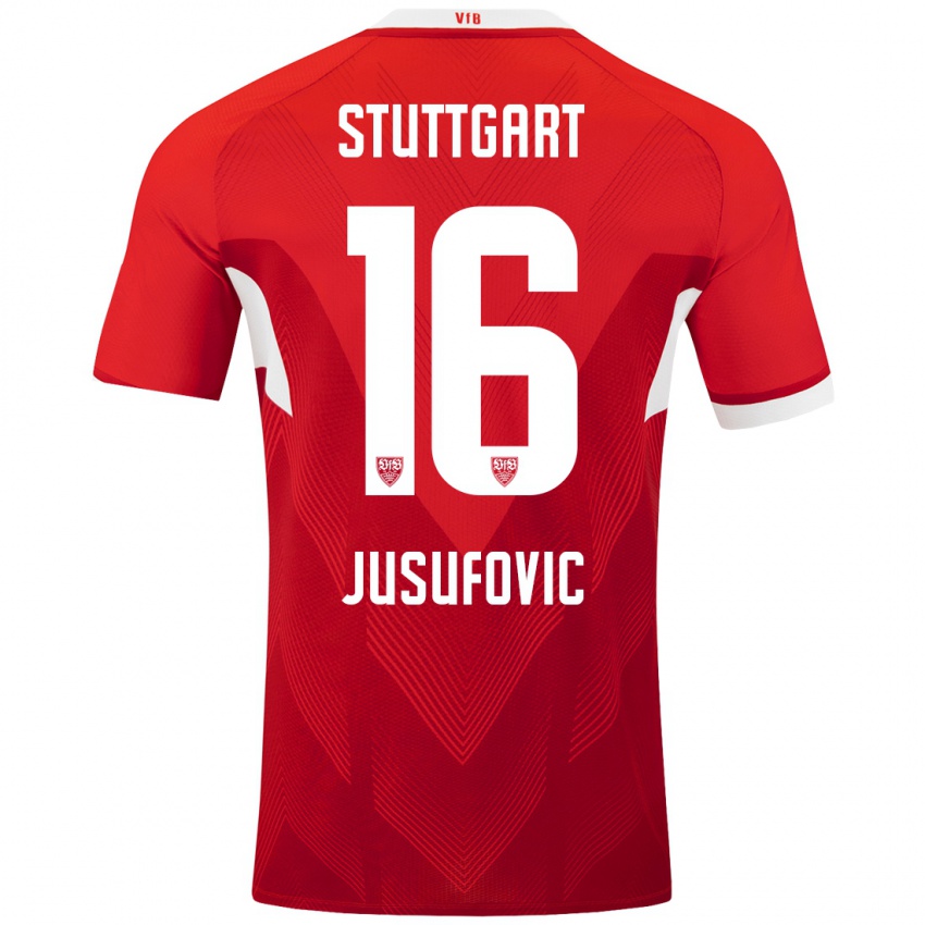 Kinder Farah Jusufović #16 Rot Weiß Auswärtstrikot Trikot 2024/25 T-Shirt Österreich