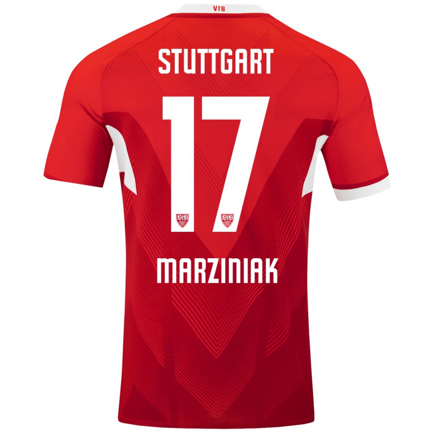 Kinder Chiara Marziniak #17 Rot Weiß Auswärtstrikot Trikot 2024/25 T-Shirt Österreich