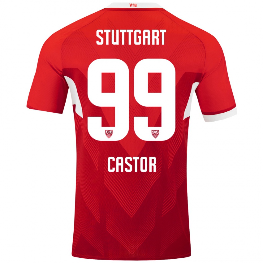 Kinder Gillian Castor #99 Rot Weiß Auswärtstrikot Trikot 2024/25 T-Shirt Österreich