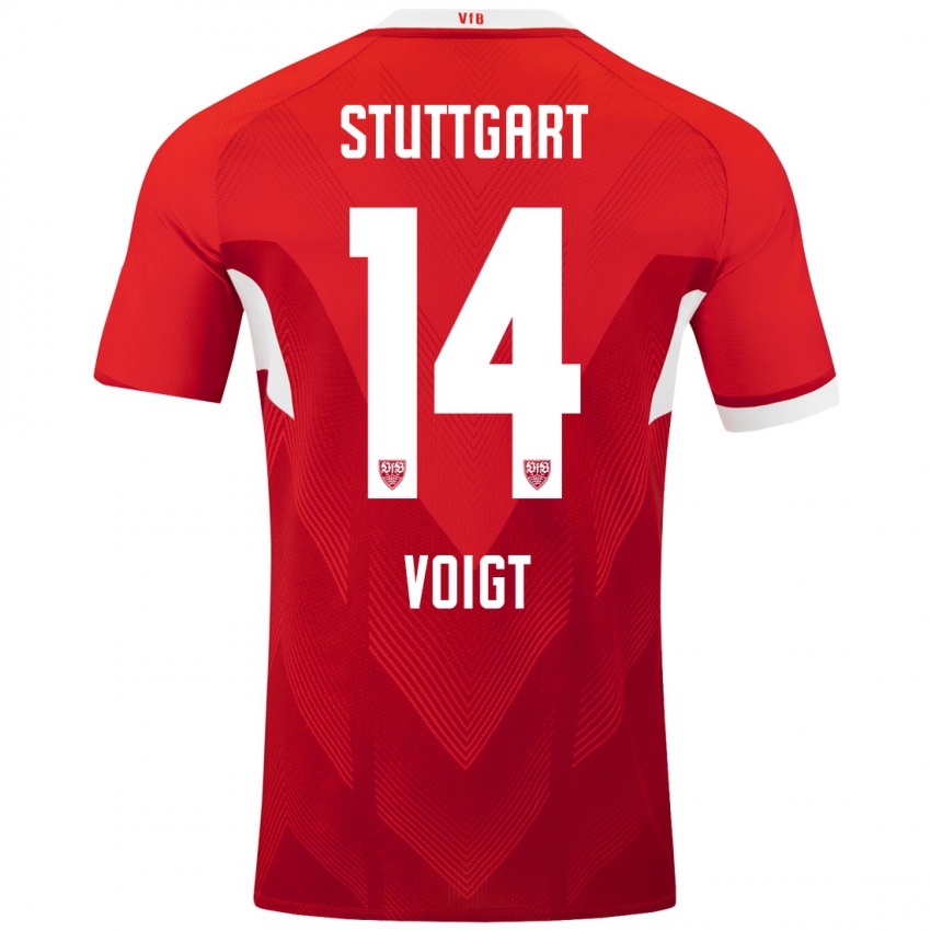 Kinder Max Voigt #14 Rot Weiß Auswärtstrikot Trikot 2024/25 T-Shirt Österreich