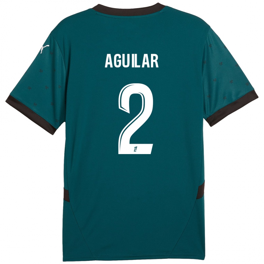 Kinder Ruben Aguilar #2 Dunkelgrün Auswärtstrikot Trikot 2024/25 T-Shirt Österreich