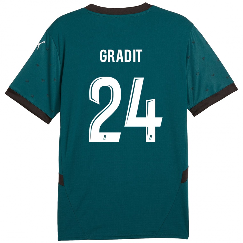 Kinder Jonathan Gradit #24 Dunkelgrün Auswärtstrikot Trikot 2024/25 T-Shirt Österreich