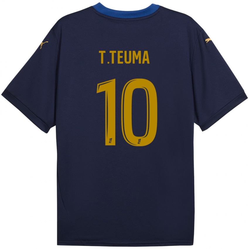 Kinder Teddy Teuma #10 Marineblau Gold Auswärtstrikot Trikot 2024/25 T-Shirt Österreich