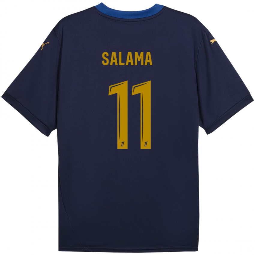 Kinder Amine Salama #11 Marineblau Gold Auswärtstrikot Trikot 2024/25 T-Shirt Österreich