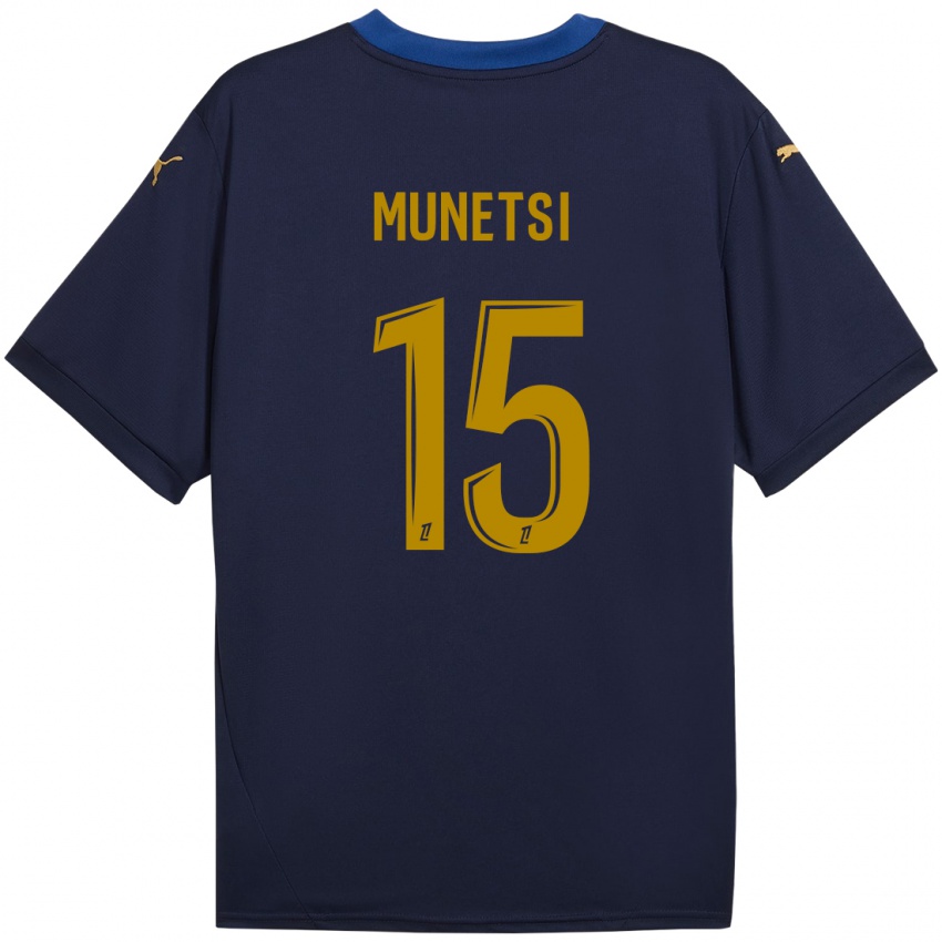 Kinder Marshall Munetsi #15 Marineblau Gold Auswärtstrikot Trikot 2024/25 T-Shirt Österreich