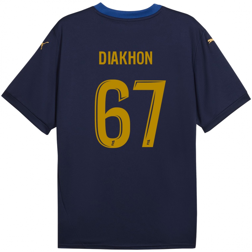 Kinder Mamadou Diakhon #67 Marineblau Gold Auswärtstrikot Trikot 2024/25 T-Shirt Österreich