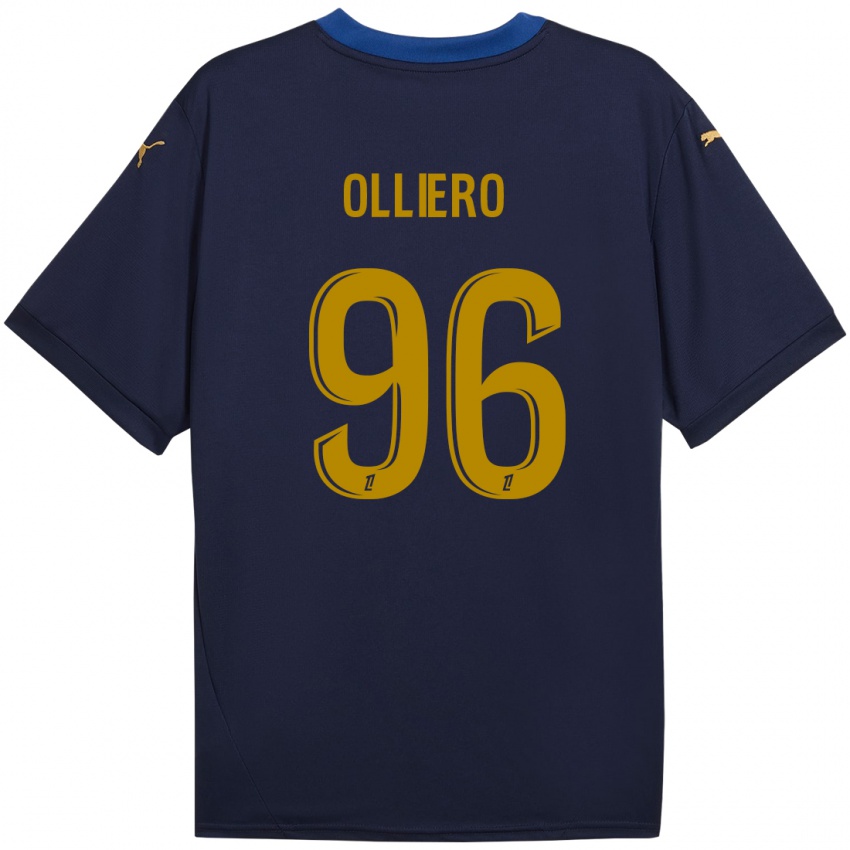 Kinder Alexandre Olliero #96 Marineblau Gold Auswärtstrikot Trikot 2024/25 T-Shirt Österreich