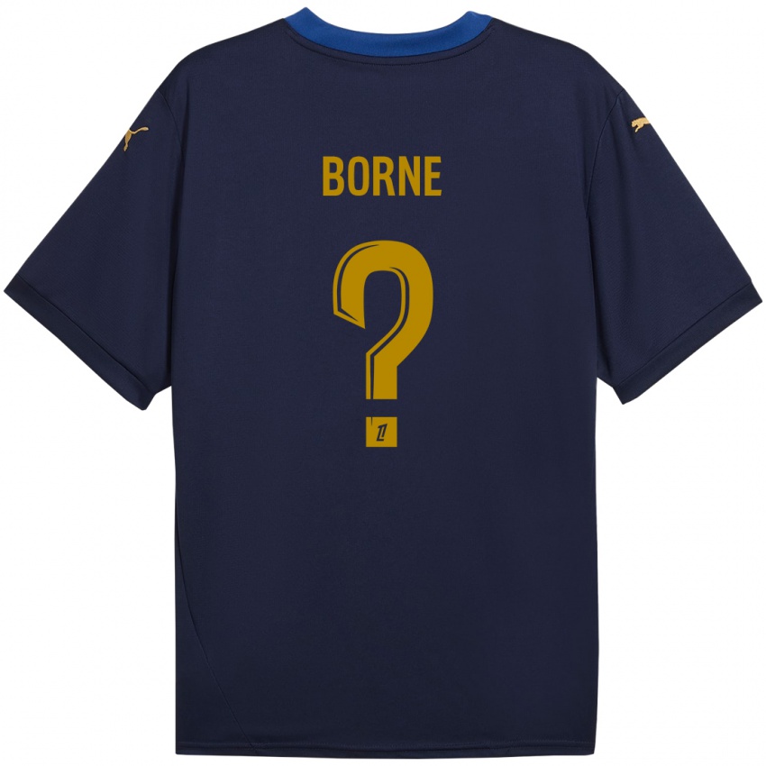 Kinder Melvin Borne #0 Marineblau Gold Auswärtstrikot Trikot 2024/25 T-Shirt Österreich