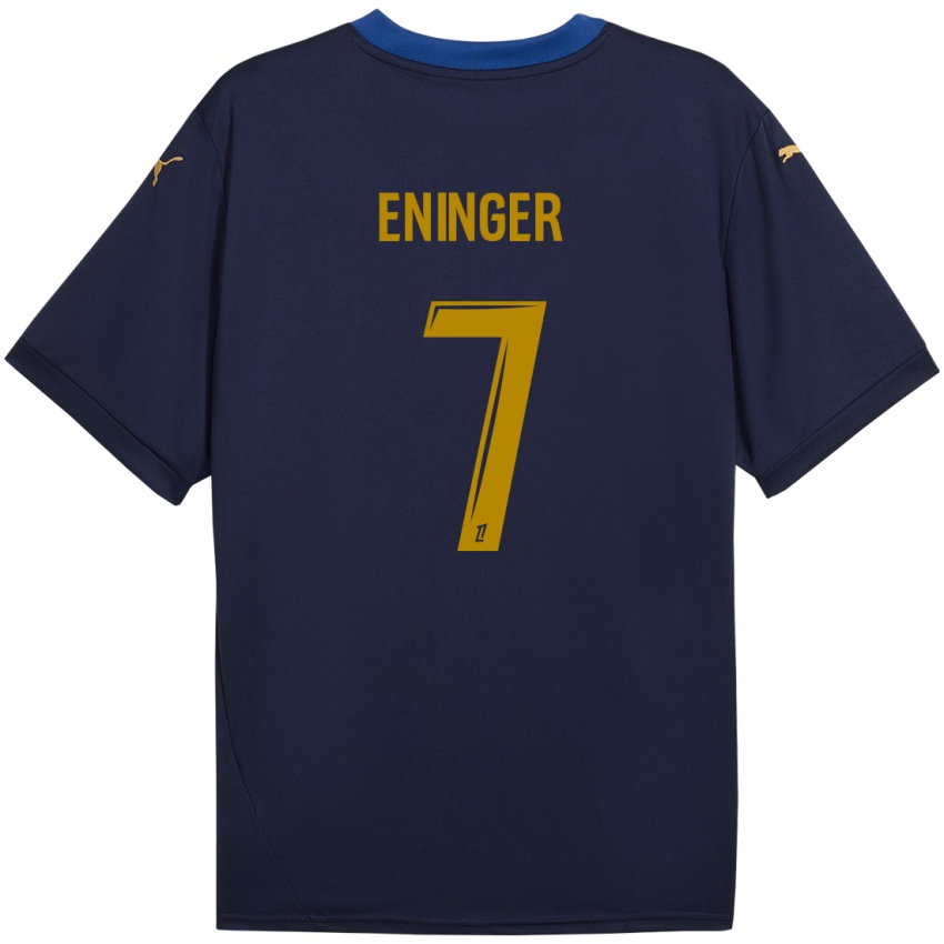 Kinder Thelma Eninger #7 Marineblau Gold Auswärtstrikot Trikot 2024/25 T-Shirt Österreich