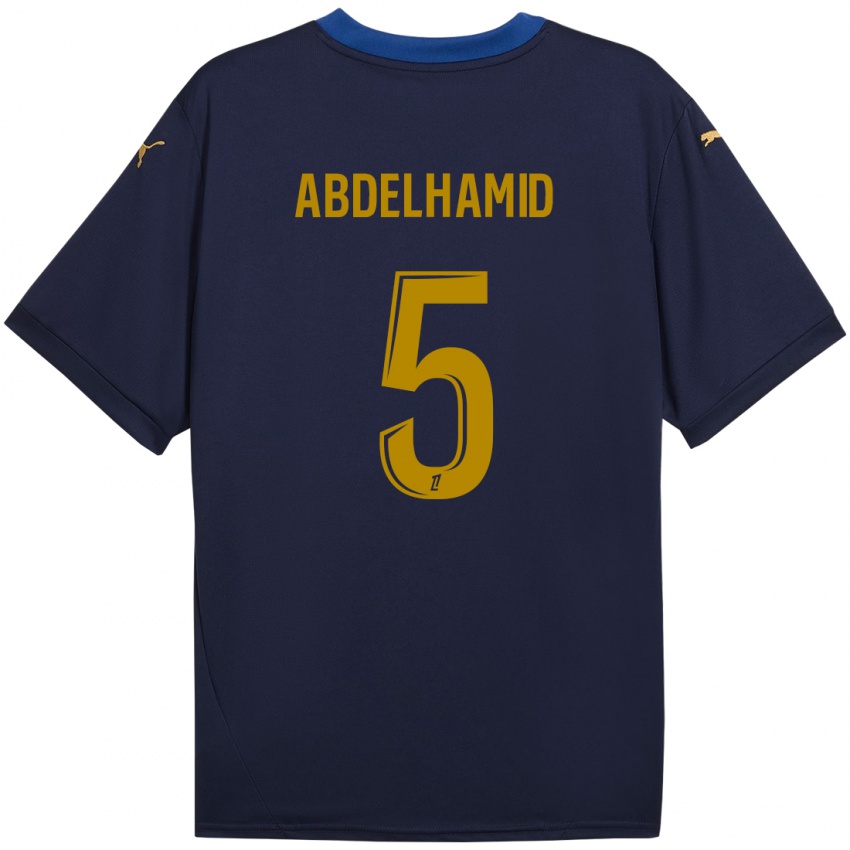 Kinder Yunis Abdelhamid #5 Marineblau Gold Auswärtstrikot Trikot 2024/25 T-Shirt Österreich