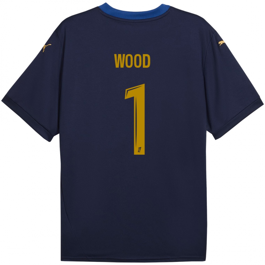 Kinder Mackenzie Wood #1 Marineblau Gold Auswärtstrikot Trikot 2024/25 T-Shirt Österreich