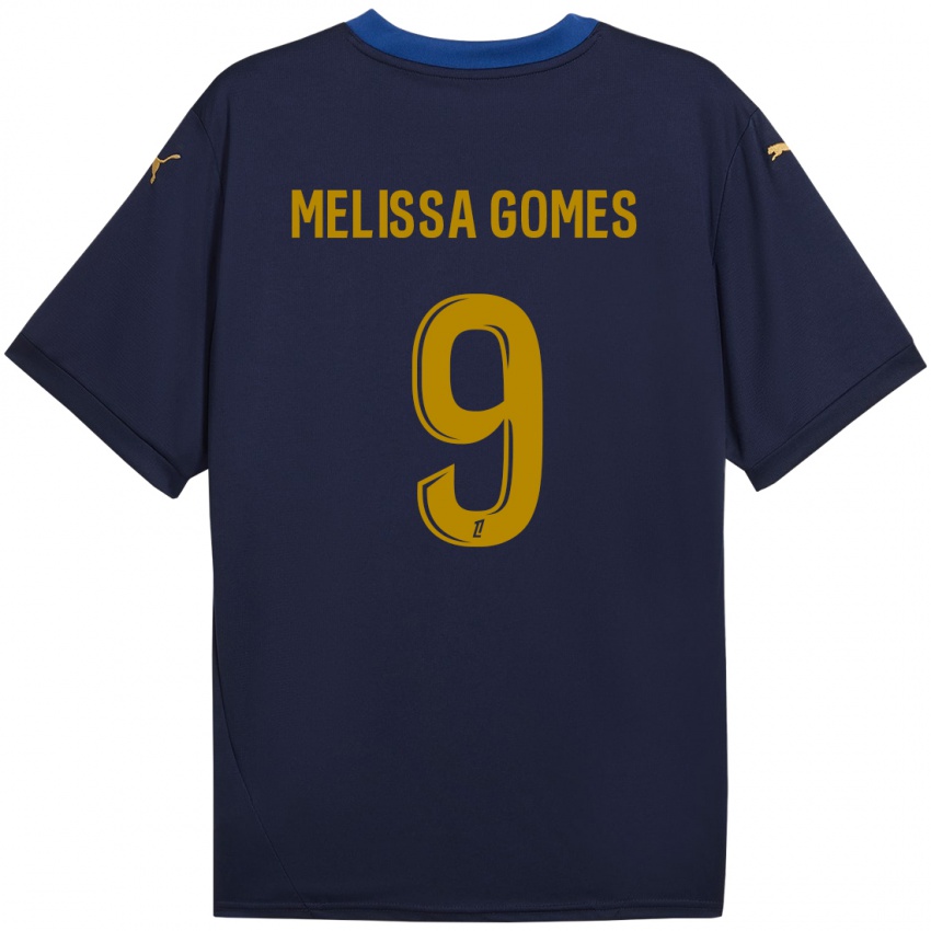 Kinder Melissa Ferreira Gomes #9 Marineblau Gold Auswärtstrikot Trikot 2024/25 T-Shirt Österreich